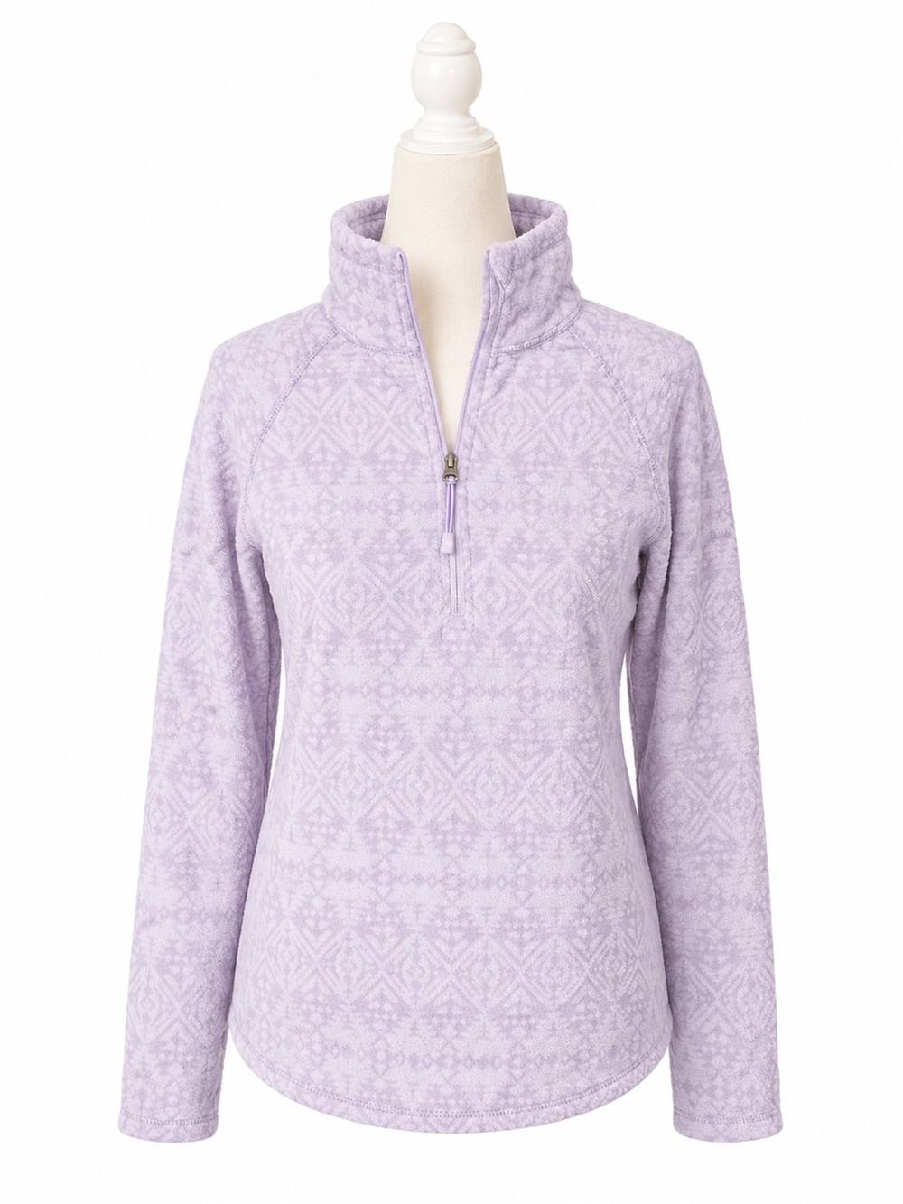 Eddie Bauer Women’s XS Lavender Fair Isle Fleece Quarter Zip Pullover Jacket